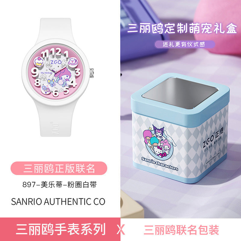 Sanrio Official Genuine Children's Watch for Girls, Cinnamoroll Waterproof, Only Tells Time, Quartz Watch for Middle School Students