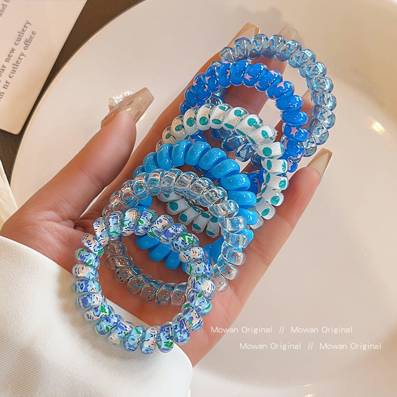 TikTok Hot Trend Korean Version ins Internet Celebrity Boxed Gradient Telephone Wire Hair Tie Fresh Style Elastic Band One Piece Dropshipping