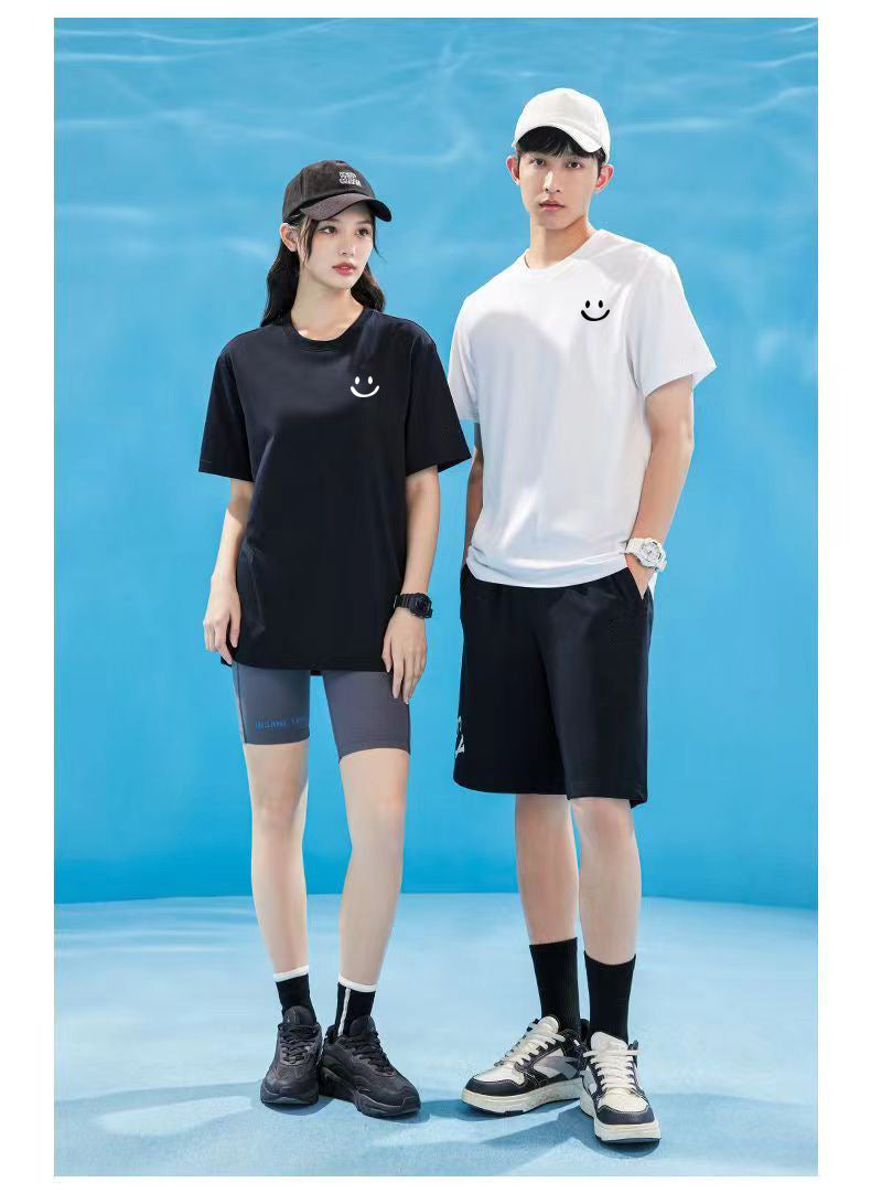 Ice Silk Cool Short Sleeve Men's Loose Student Black and White Half Sleeve T-Shirt Summer Trendy Round Neck T Shirt All-Match Bottoming Shirt