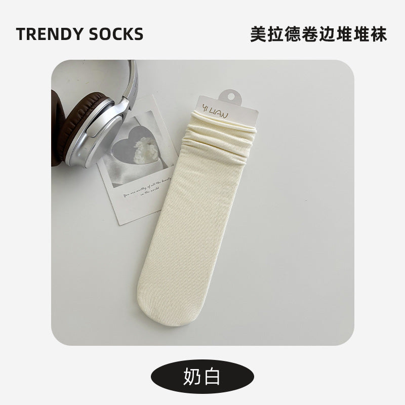 Socks Pure Cotton Women Summer Thin Style Pile Socks Solid Color Mid-Calf Socks Oxygen Cotton Confinement Socks Women Long Socks Zhuji Socks Industry