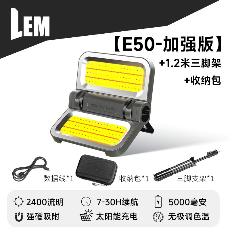 LEM Outdoor Camping Lantern Rechargeable Long Battery Life Solar Emergency Light Home Power Outage Backup Magic Lighting Lamp