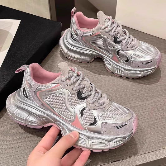 Girls' Dad Shoes Spring and Autumn New Style2024Children's Shoes Mesh Breathable Sports Shoes Medium and Large Children's Running Shoes