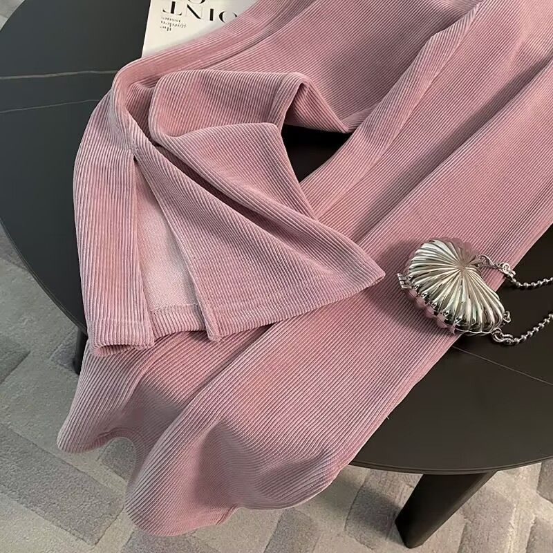 Casual Sports Suit for Women, Spring and Autumn New Loose Short Hooded Top with Draped Split Wide-Leg Pants Two-Piece Set