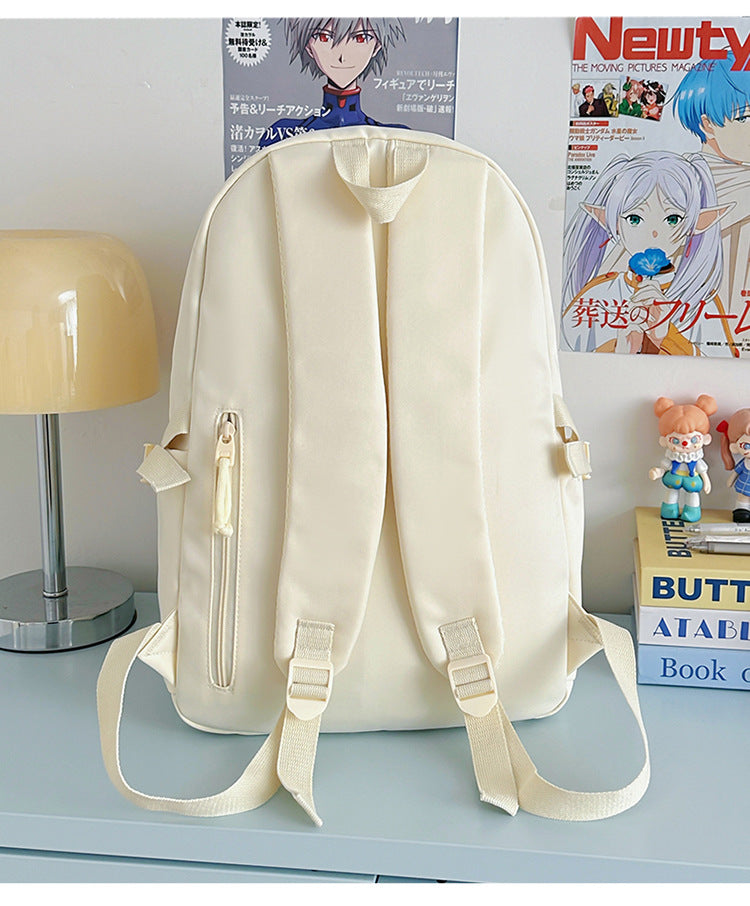 Large Capacity Backpack Women's New Fashion Simple School Bag Harajuku style solid color travel backpack for middle and high school students http://detail.1688.com/offer/967608488585.html