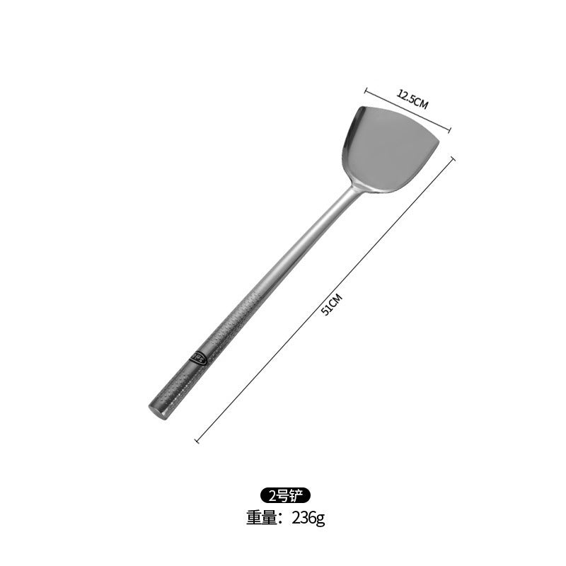 Stainless Steel Stir-Fry Spoon Chef's Stirring Spoon Long Handle Soup Spoon Serving Spoon Stir-Fry Spoon Kitchen Spatula Wooden Handle Pot Spatula Spoon