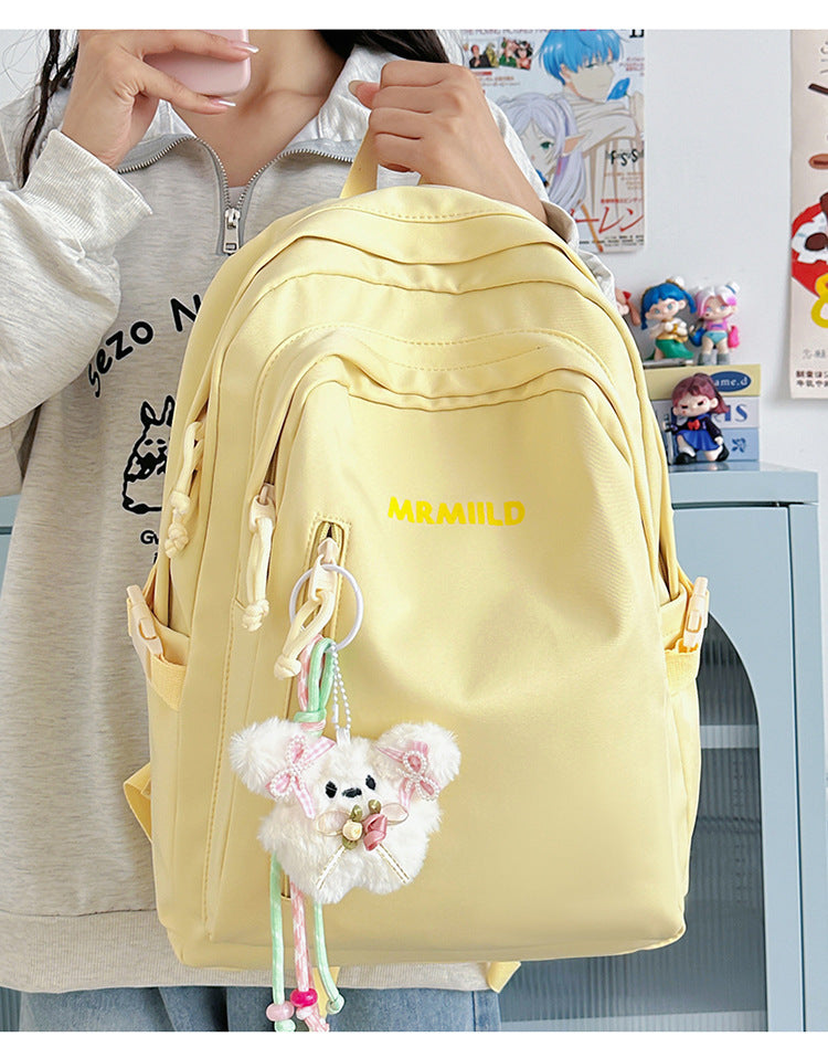 Large Capacity Backpack Women's New Fashion Simple School Bag Harajuku style solid color travel backpack for middle and high school students http://detail.1688.com/offer/967608488585.html