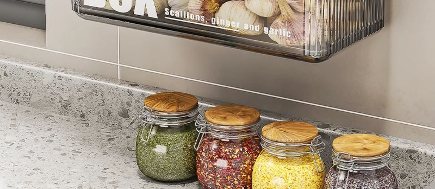Younai Kitchen Onion Ginger Garlic Storage Box Wall-Mounted Vegetable Seasoning Storage Artifact Multi-Functional Shelf