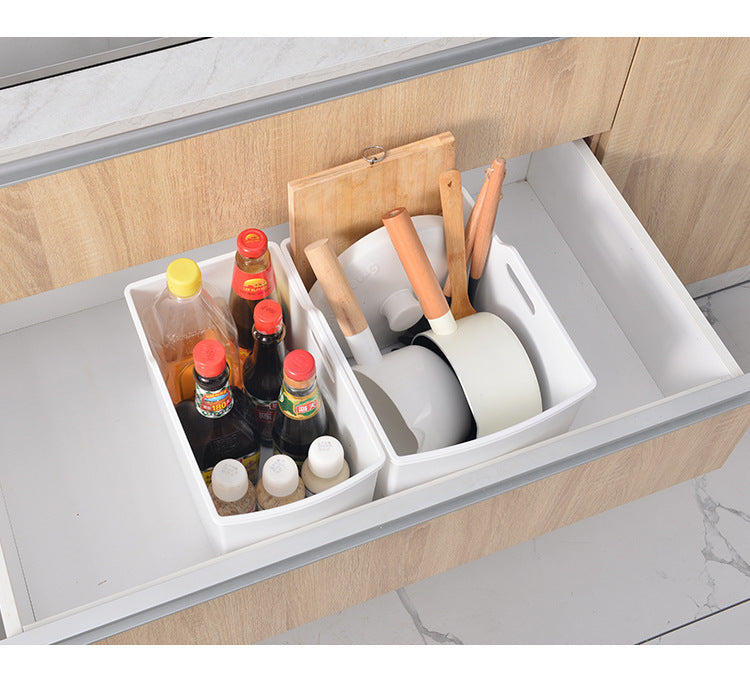 Kitchen Cabinet Storage Box Hanging Cabinet Organizer Handle Refrigerator Transparent Storage Basket with Handle High Storage Box