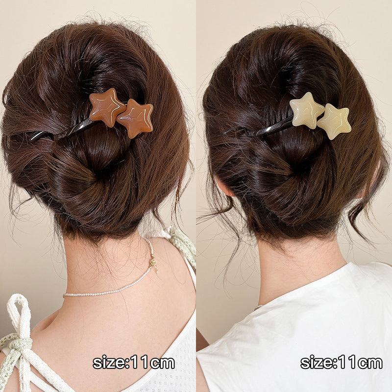 Vintage Simple Star Hair Twist Clip High-End Elegant Back of Head Bobby Pin Summer Versatile Shark Clip