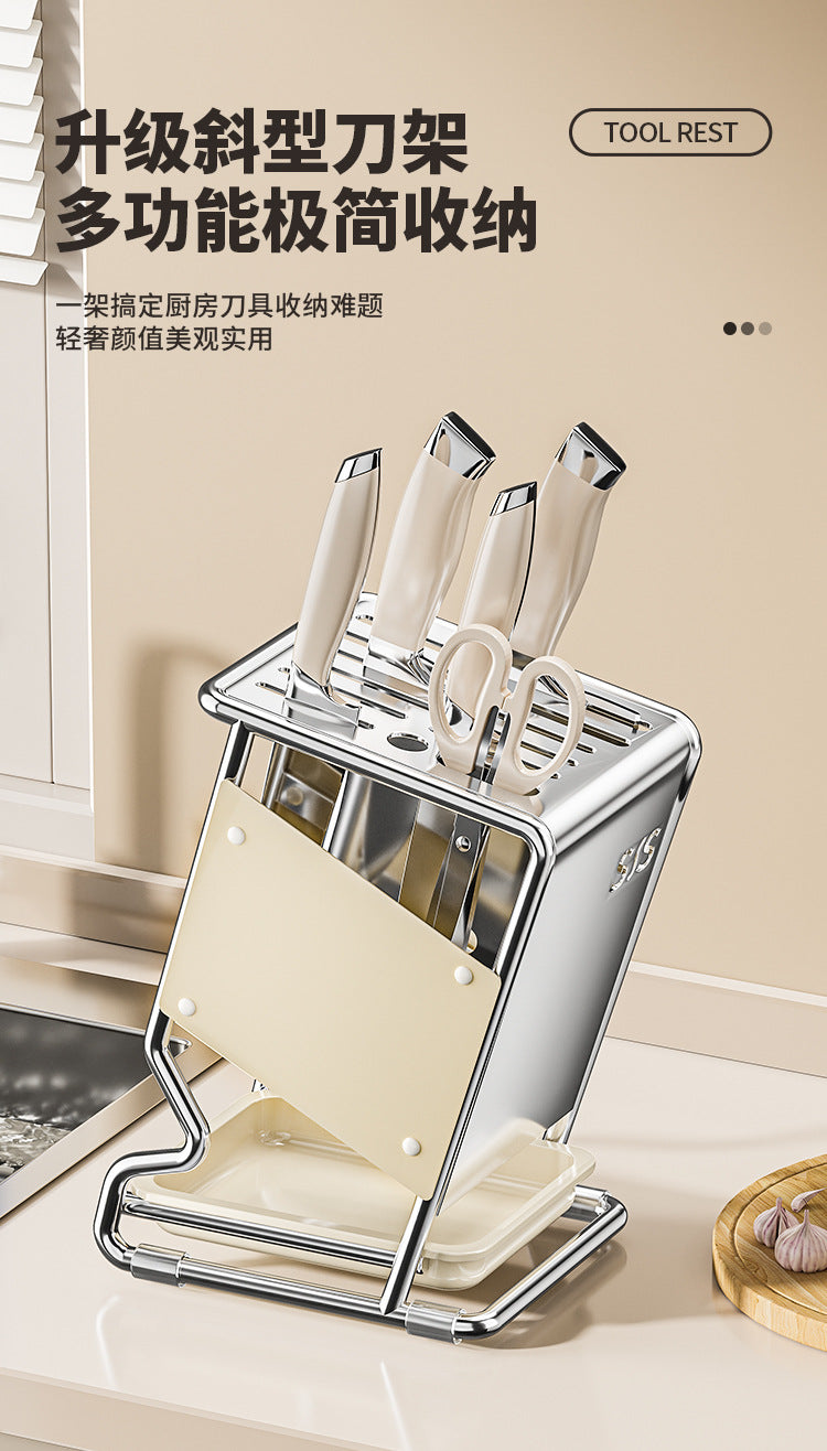 2025New Kitchen Knife Rack Storage Rack Cream Style Multifunctional Countertop Knife Holder Organizer Knife Storage Rack