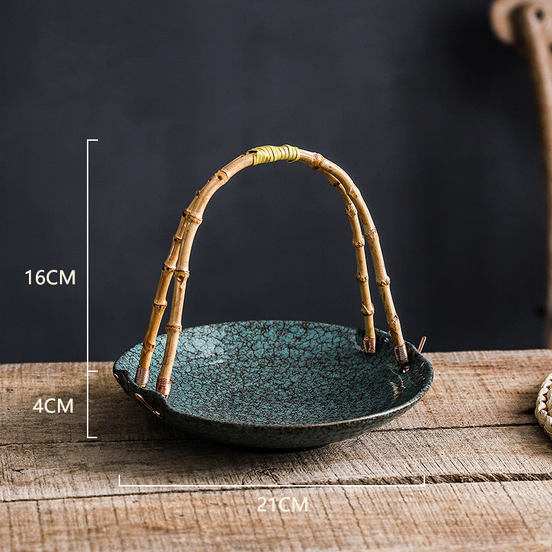 Creative Ceramic Dish Plate Handheld Basket Hotel Specialty Plate Fruit Plate Nut Plate Restaurant Ceramic Plate Display Plate