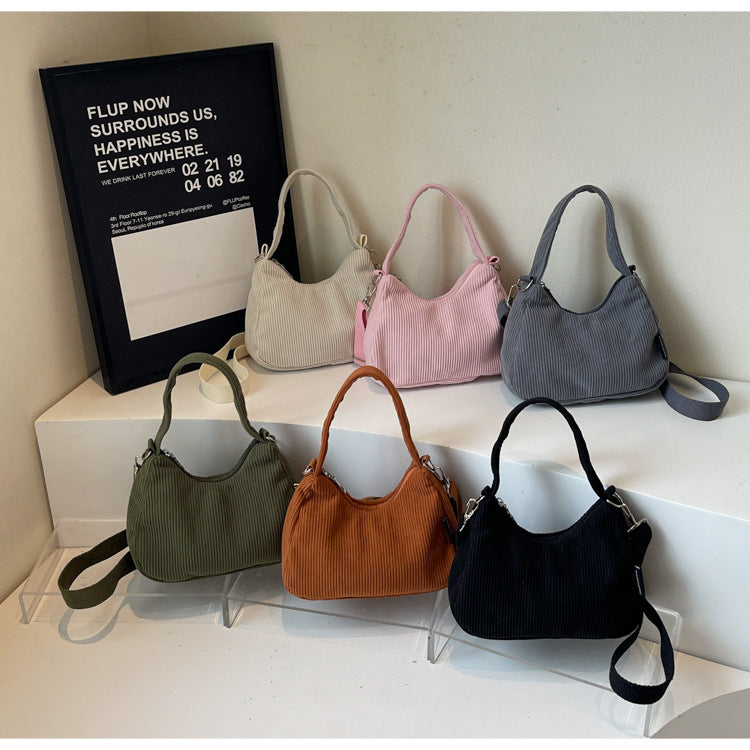 2024New Casual Large Capacity Women's Shoulder Bag Trendy Corduroy Versatile Crossbody Bag Trendy Bag Cross-Border Hot Item