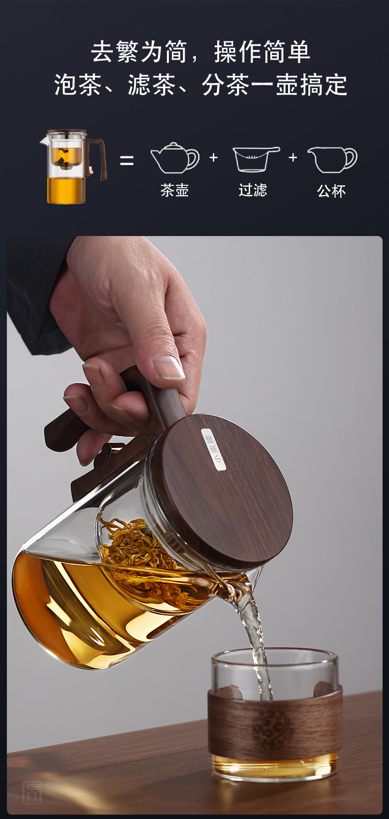 New Style Slim Waist Rodless Elegant Cup One-Click Magnetic Filter Glass Teapot Automatic Tea-Water Separation Tea Cup