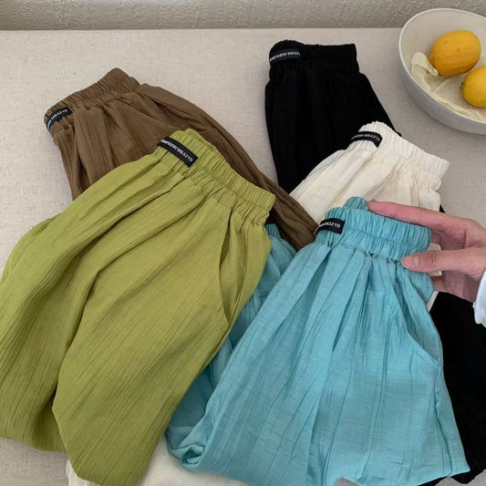 Sweet Little Brother Children's Anti-Mosquito Pants Thin Summer New Boys' Long Pants Soft Baby Solid Color Lantern Pants Girls' Trendy