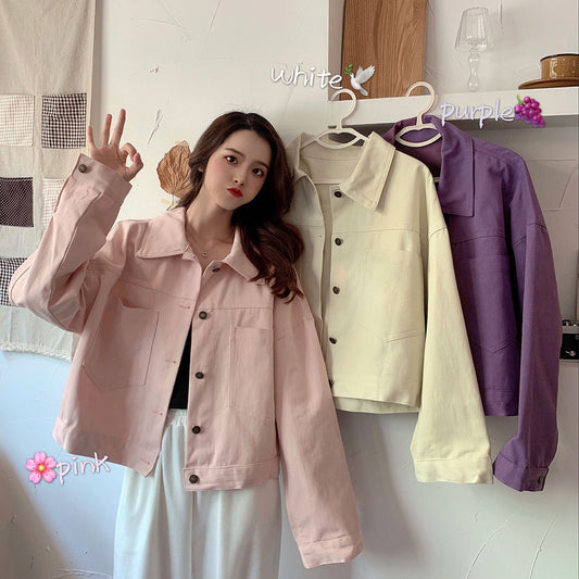 2022Spring and Autumn New Style Internet Celebrity Loose Versatile ins Trendy Short Fresh Denim Jacket for Women Loose Fit