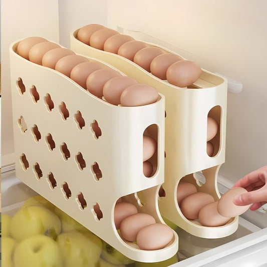 Egg Storage Box Refrigerator Side Door Rolling Egg Food Grade Egg Rack Automatic Egg Box Fresh-keeping Kitchen Organizer