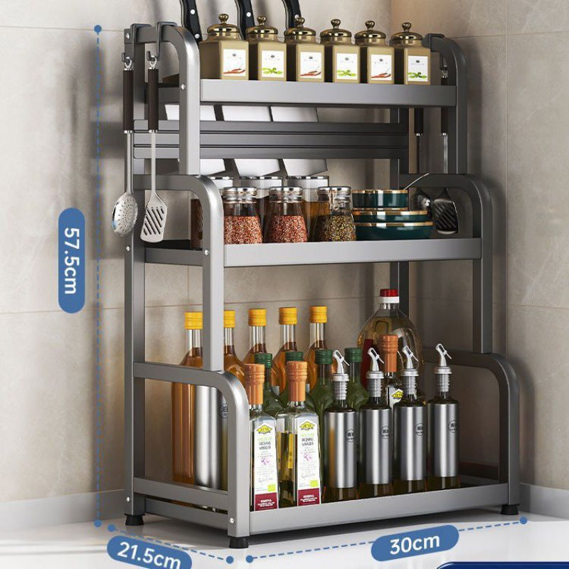 Kitchen Spice Rack Knife Holder Countertop Multifunctional Seasoning Kitchenware Storage Rack Multi-layer Stainless Steel Wholesale