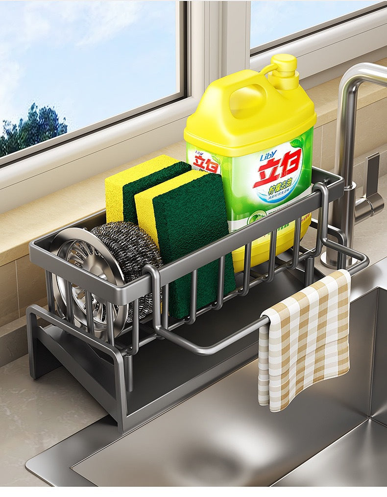 Multifunctional Sponge Holder Draining Rack Kitchen Storage Rack Sink Cloth Dishwashing Liquid Dishcloth Organizer