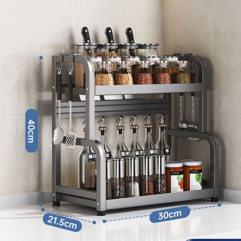 Kitchen Spice Rack Knife Holder Countertop Multifunctional Seasoning Kitchenware Storage Rack Multi-layer Stainless Steel Wholesale