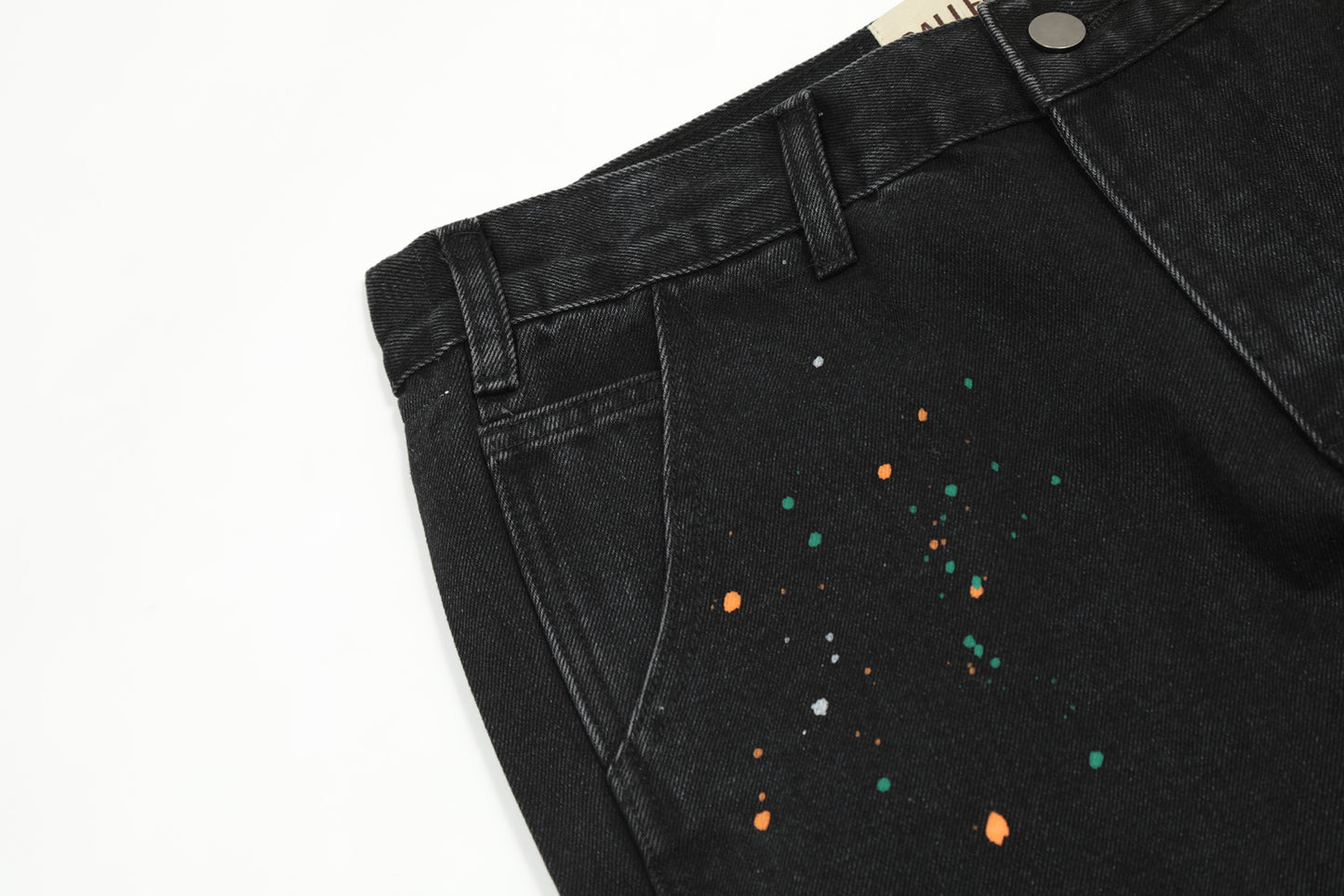 2023New Graffiti Ink Splash Damage Dept Casual Retro Niche vibo High Street Men's and Women's Flared Jeans