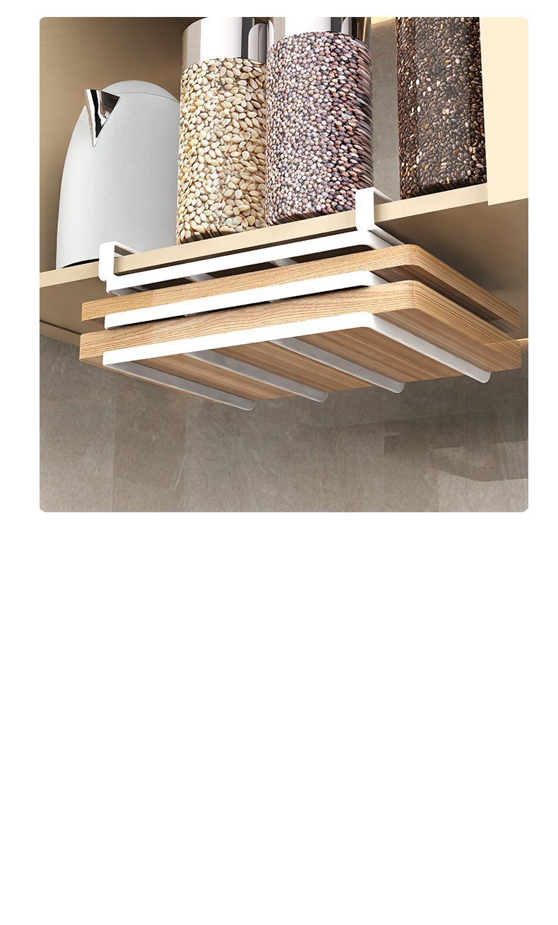 Wall-Mounted Cutting Board Rack Under Cabinet Hanging Pot Lid Rack Kitchen Multi-Functional Storage Rack No-Drill Cutting Board Organizer