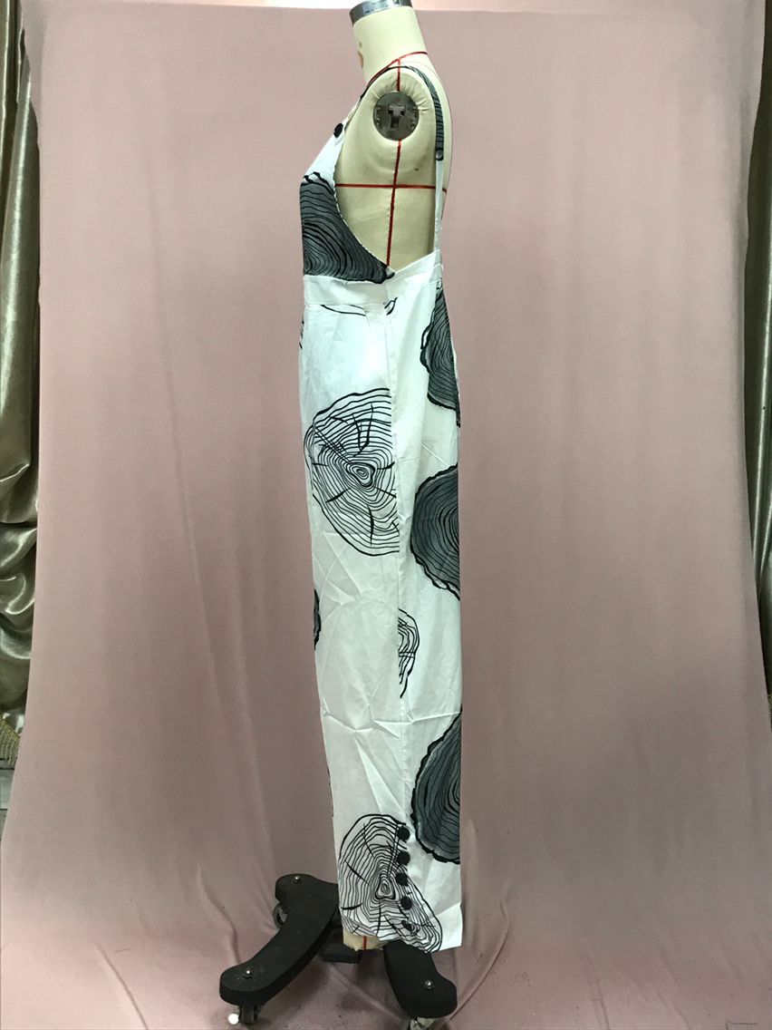 Independent Station European and American2025New Amazon Four-Color Polka Dot Wide-Leg Pants Long Pants Digital Print Backless Jumpsuit