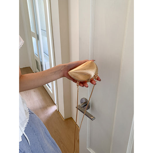 Mini2025Summer New Bag Niche Metal Shell Single Shoulder Chain Crossbody Bag Evening Fashion Small Bag for Women