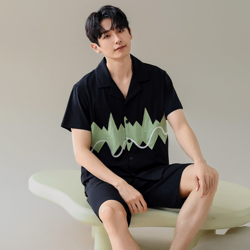Summer New Cotton Cardigan Pajamas for Women, Thin High-End Feel, Men's Loungewear, Casual Wearable Couple Pajamas