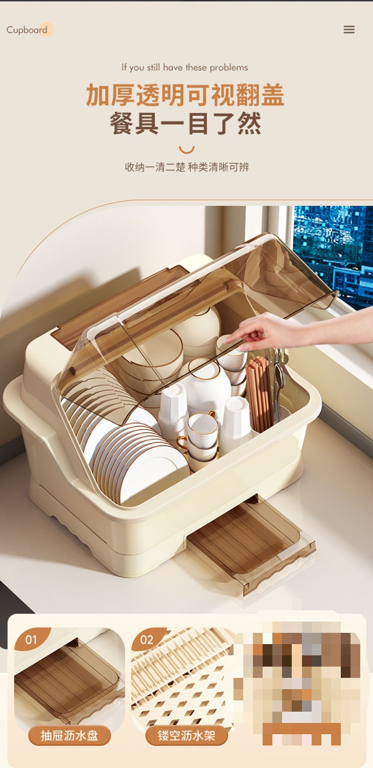 Tableware Storage Box Place Bowls and Dishes Storage Rack Kitchen Tableware Household Storage Box Draining Storage Rack Cupboard