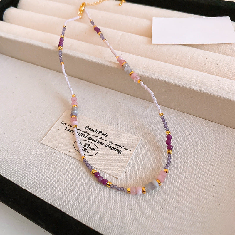 Baroque Freshwater Pearl Necklace Simple Elegant Colorful Beaded Collarbone Chain Niche Light Luxury High-End Sense Necklace for Women
