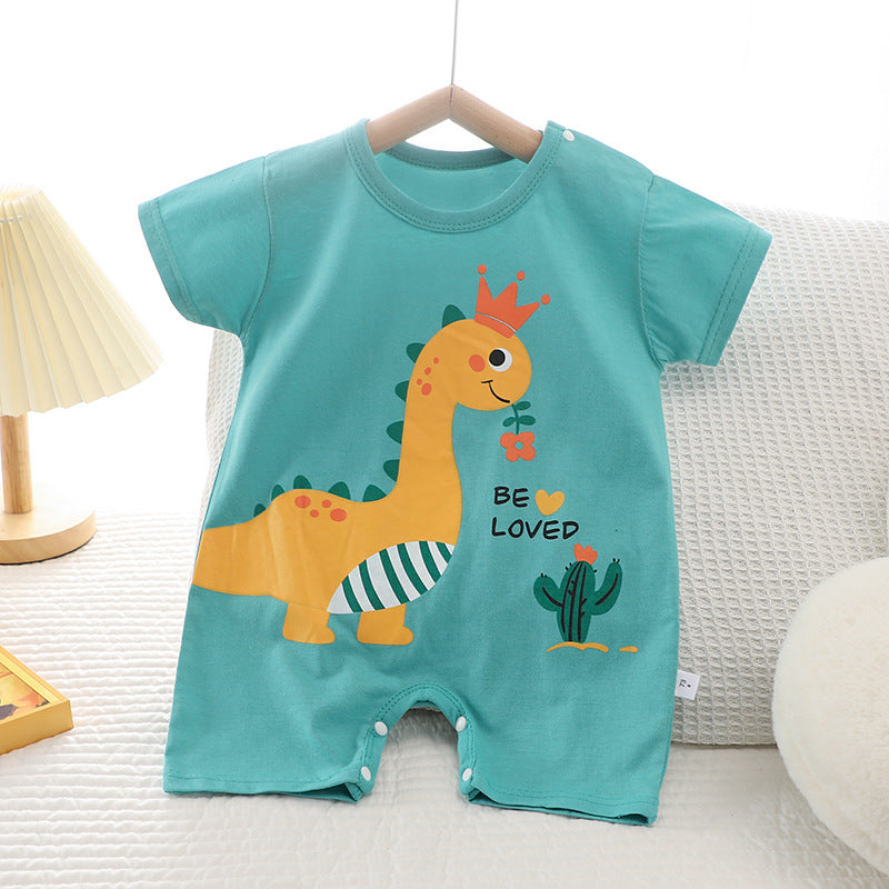 Summer New Infant Crawling Suit Pure Cotton Korean Version Thin Boys' Short Sleeve Girls' One-Piece Romper