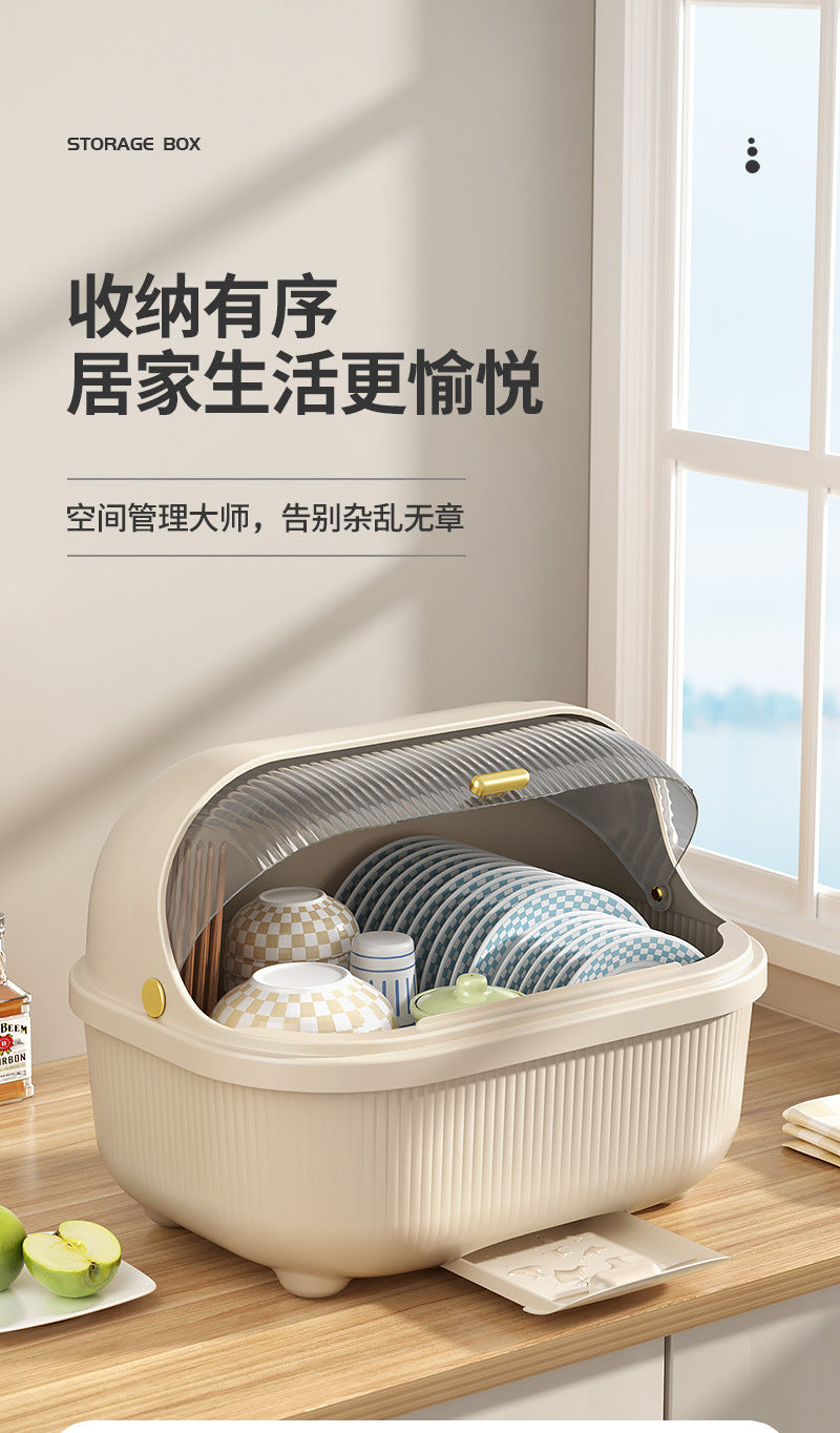 Bowl and Chopstick Storage Box with Lid, Draining Bowl Rack, Dish Plate Box, Baby Bottle, Tableware, Kitchen Household Bowl Cabinet