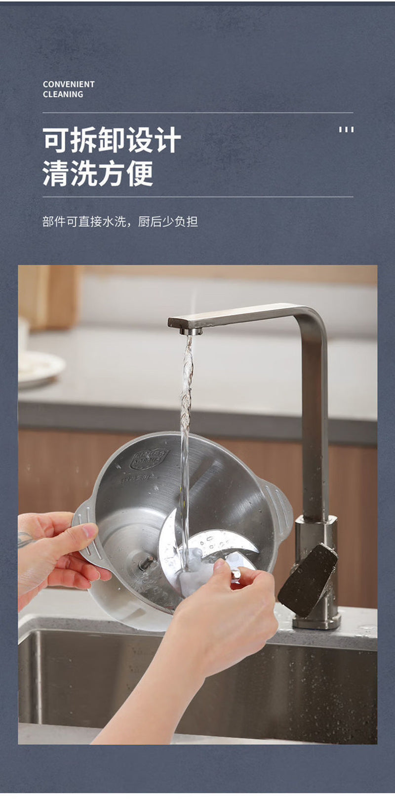 Yiduomi Household Meat Grinder3L Stainless Steel Electric Meat Grinder Wholesale Commercial Small Vegetable Chopper Kitchen Processor
