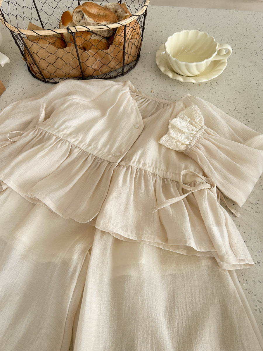 High-end socialite temperament girls' summer outfit2024High-end Sun Protection Shirt and Tea Break Skirt Hot-selling Two-piece Set