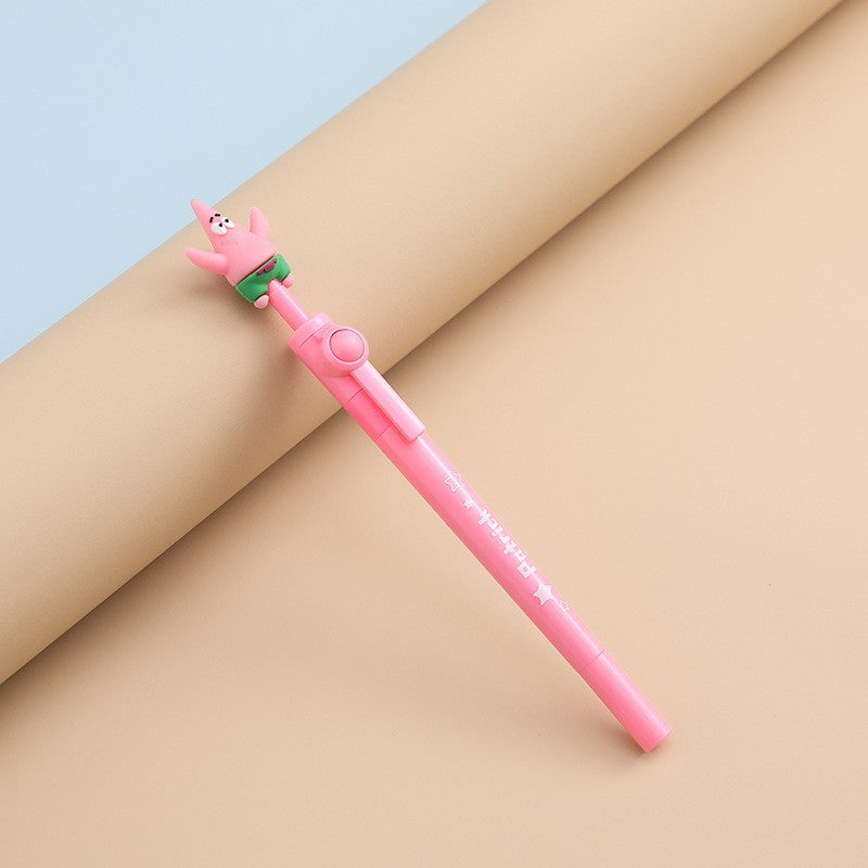 Factory Direct Sale Patrick SpongeBob SquarePants Rotating Pen Cute Gel Pen with Rotating Beads High-Value Student Stress Relief Pen