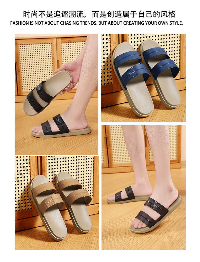 Summer New Style One-Word Slippers Bathroom Non-Slip High-End Indoor Home Outdoor Fashion Casual Swimming Beach Men