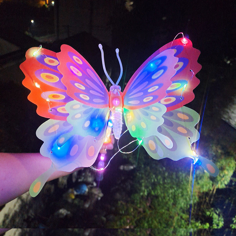 New Butterfly Night Market Stall Wholesale Children's Internet Celebrity3D Butterfly Colorful Glowing Toy Fairy Essential Wholesale