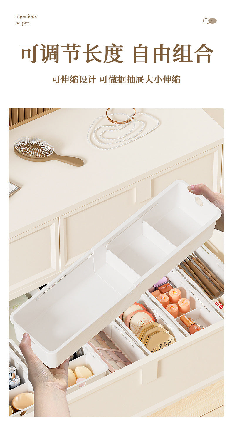 Drawer Storage Box Expandable Cabinet Divider Box Kitchen Tableware Desktop Cosmetics Miscellaneous Organizer Box