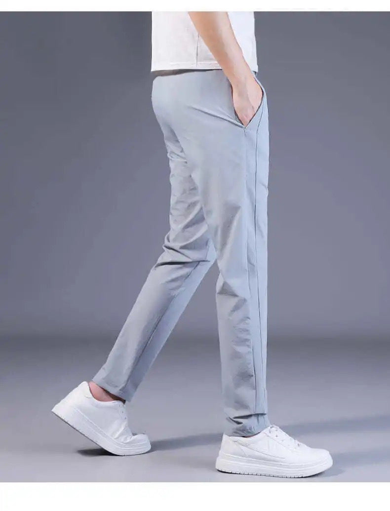 Men's Ice Silk Pants Loose Breathable Straight Slim Casual Pants Summer Thin Long Pants Stretch Men's Sports Wholesale