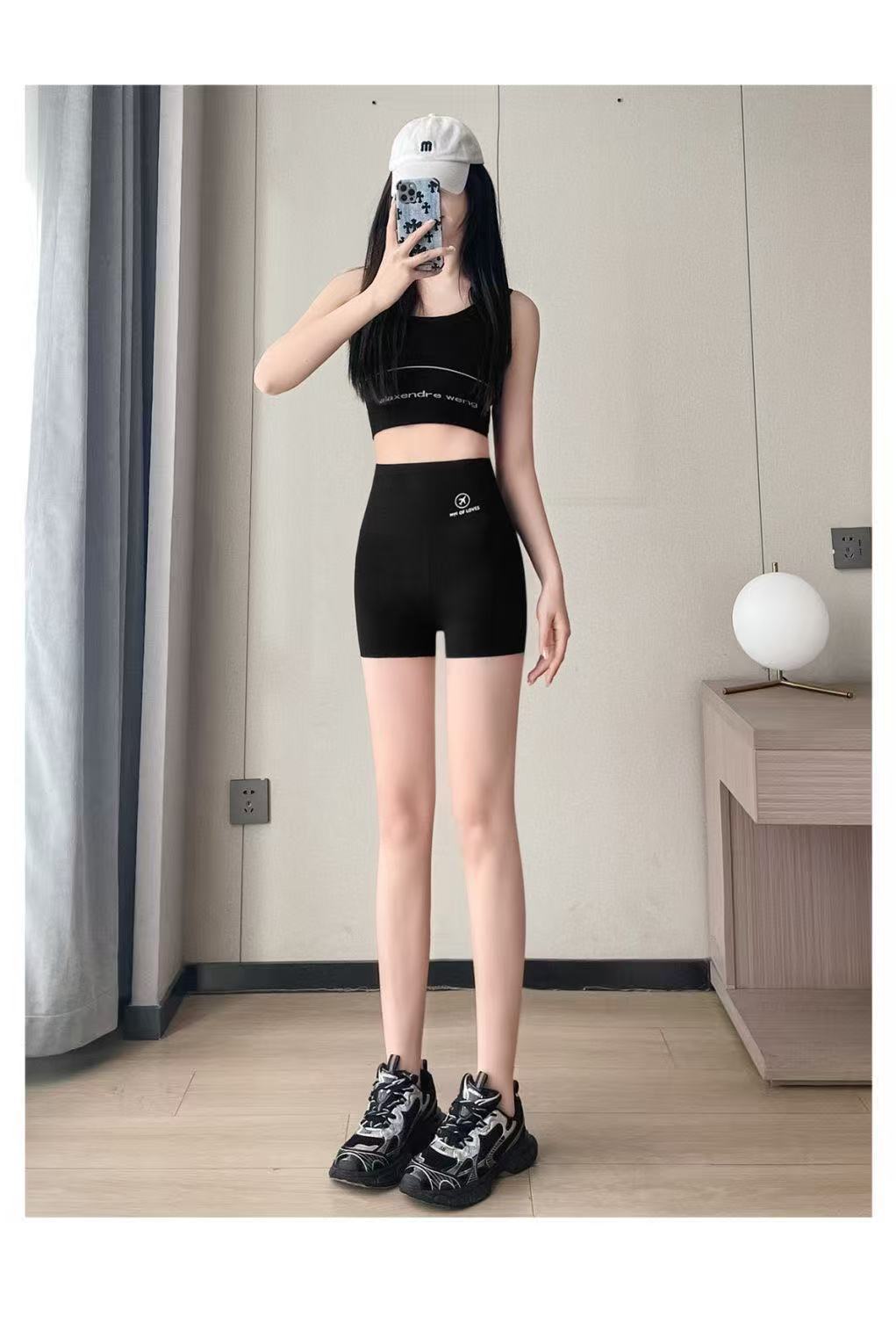 Anti-Exposure Base Yoga Shark Pants Safety Pants for Women, Summer Wear, Tummy Control, Hip Lift, Ice Silk Three-Five Shorts Wholesale