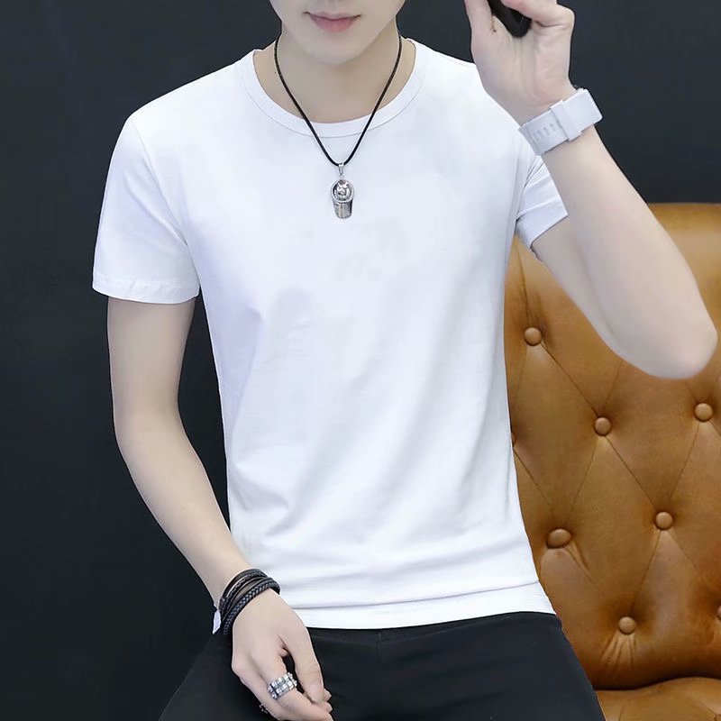 2025Cross-border Trade Summer New Style for Teenagers N Men's Short Sleeve Color Block Crew Neck Trendy Half Sleeve t Shirt Top