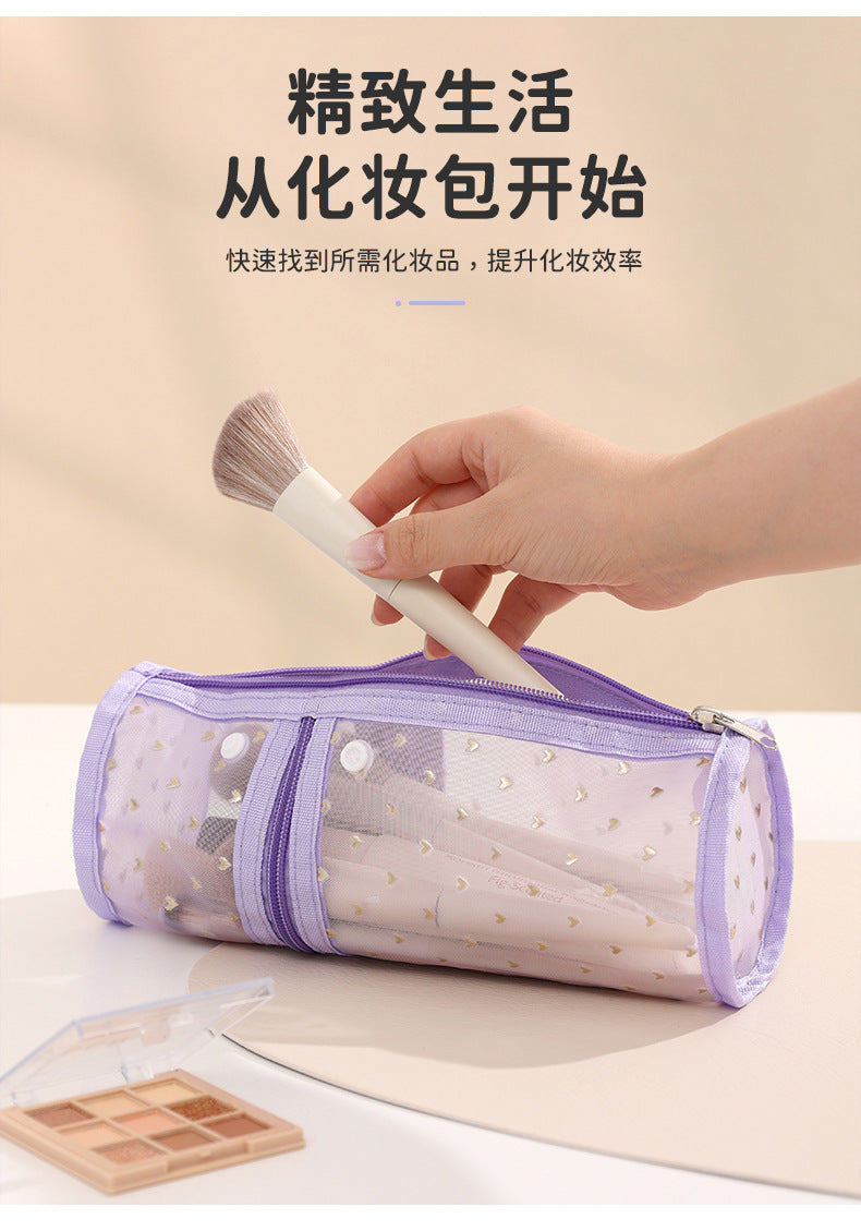 Beilian Mesh Pencil Case Vertical Transparent High-Value Stationery Box Cylindrical Student Back-to-School Season Pen Holder Bag Wholesale http://detail.1688.com/offer/954056083670.html