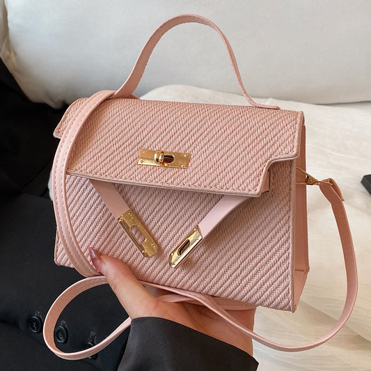 Bag2024New Fashion Small Square Bag Texture PU Handbag Retro Simple Shoulder Bag Trendy Versatile Crossbody