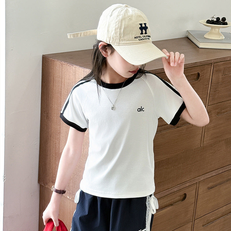 Girls' Summer Thin Pants2025New Cool and Stylish Quick-Dry Cargo Pants for Middle School Students Ice Feel Wide-Leg Pants