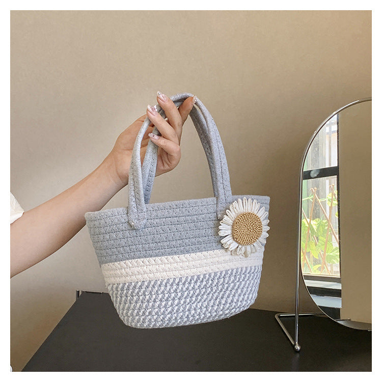 Hand-Woven Bag Women2025New Ethnic Style Straw Bag Forest Style Beach Large Capacity Basket Bag