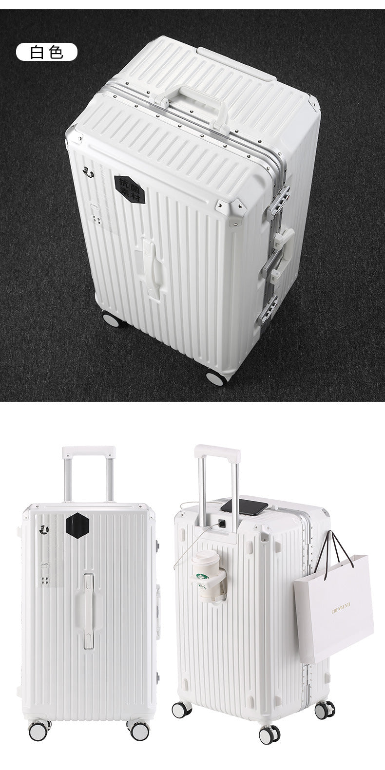 Aluminum Frame Thickened Suitcase for Women with Extra Large Capacity28Travel Abroad Password Lock Suitcase24Inch Trolley Case26Male