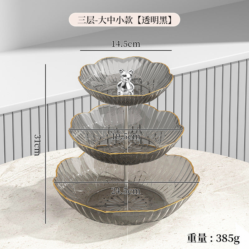 Multi-layer Fruit Plate High-end Luxury Style Home Living Room Snacks Nuts Candy Dried Fruits Fruit Plate Tea Pastry Dessert Plate