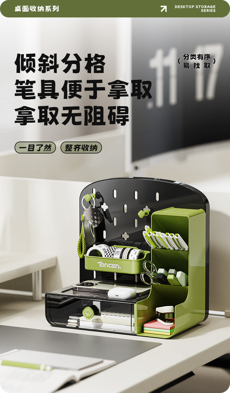 Desktop Pegboard Storage Rack Drawer Style Student Desk Stationery Office Workstation Pen Holder Organizer Storage Box