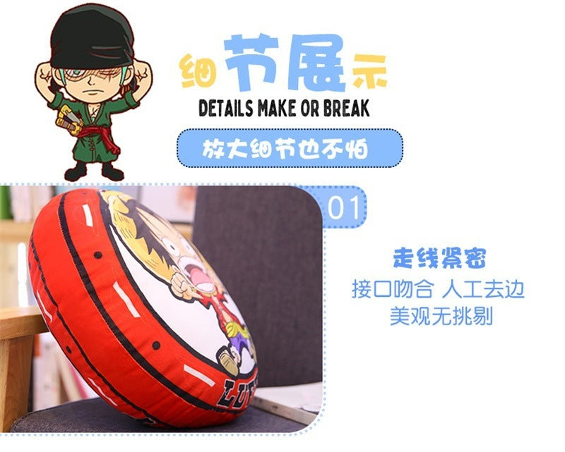New One Piece Round Pillow Anime Merchandise Luffy Chopper One Piece Double-Sided Print Nap Cushion In Stock