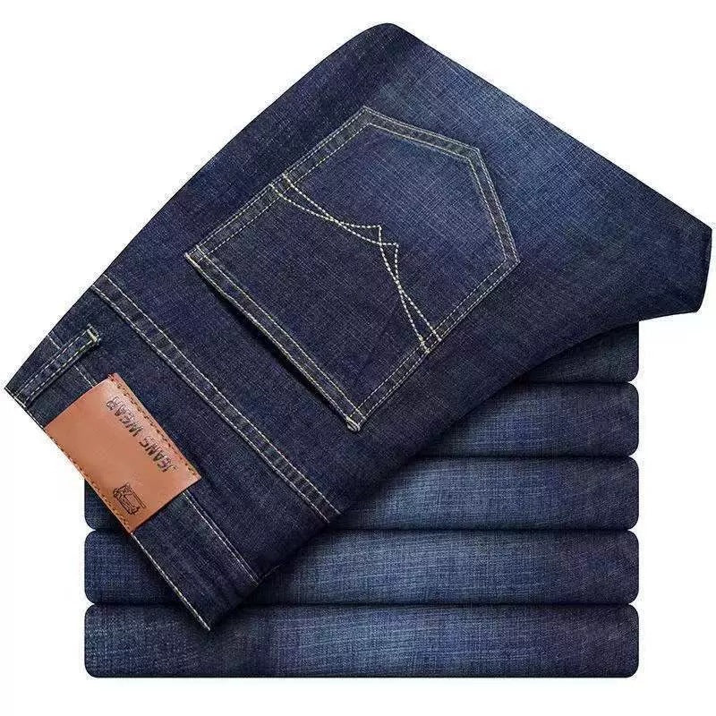 2025Spring Summer Thin Jeans Men Factory Wholesale Straight Mid-Waist Casual Pants Dirt-Resistant Work Versatile Long Pants